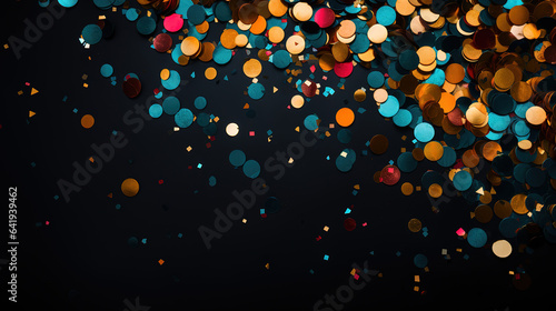 Colorful birthday and carnival party confetti background. Generative Ai photo