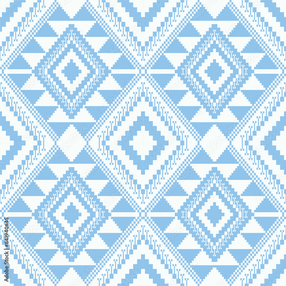 Bild auf Leinwand Aztec blue-white geometric pattern