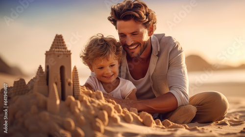 Father and his little son b...