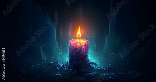 Candle glowing burning flame background Generative AI