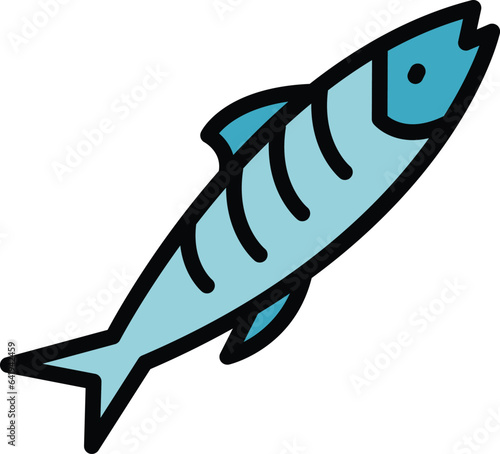 Fishing herring icon outline vector. Kitchen fish. Hand store color flat