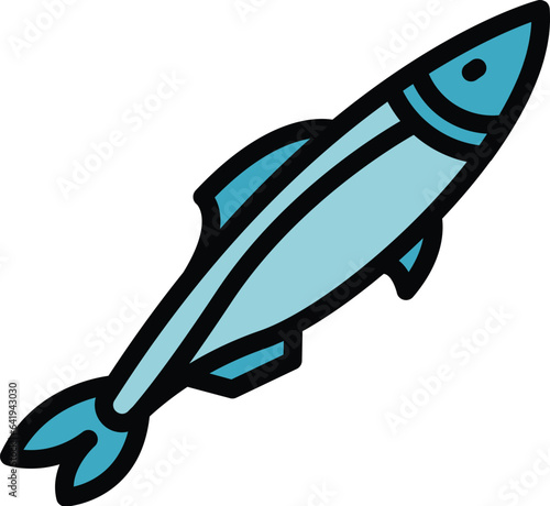 Herring store icon outline vector. Fish seafood. Japanese fishing color flat