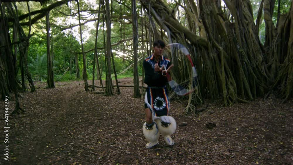 Amazing Professional Hoop Dancer In Hawaiian Jungle Amazing Professional Hoop Dancer In Hawaiian Jungle