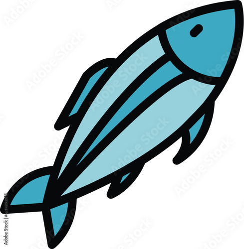Raw herring icon outline vector. Kitchen fish. Small fishing color flat