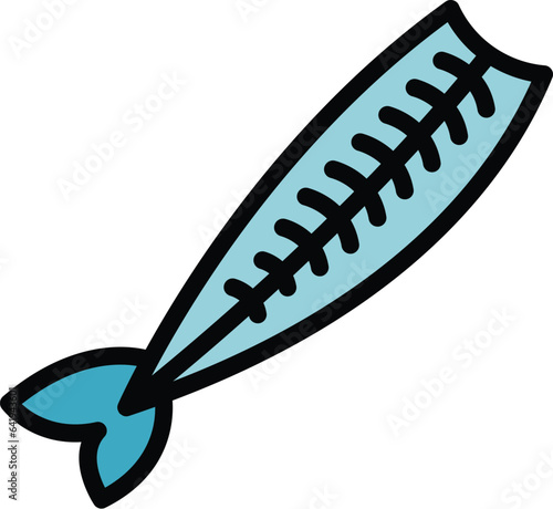 Cod herring icon outline vector. Fishing hand. Raw smoked color flat