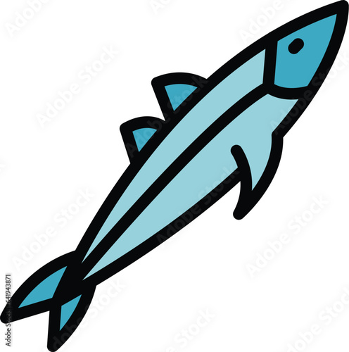 Kitchen herring icon outline vector. Fish seafood. Store product color flat