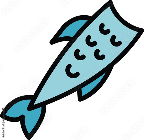 Herring fish icon outline vector. Kitchen seafood. Fishing store color flat