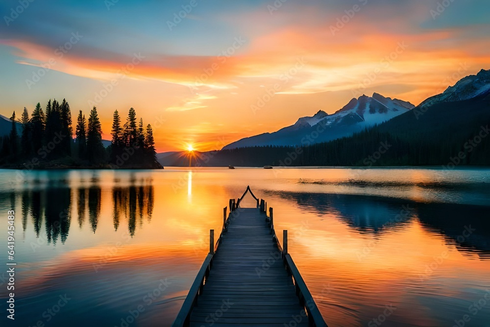 Fototapeta premium sunrise over lake