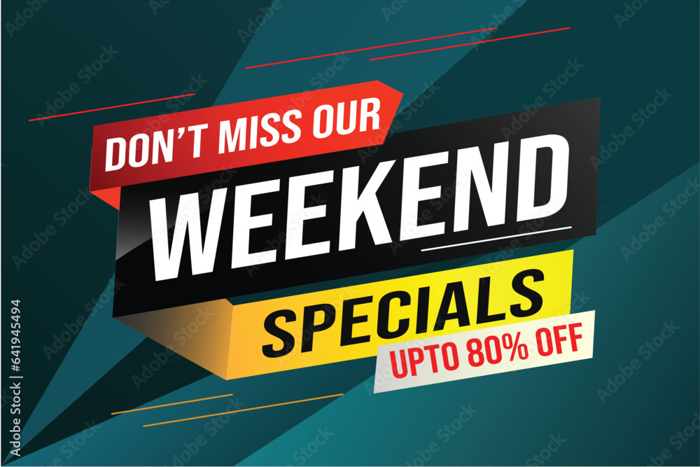 Weekend Special sale tag. Banner design template for marketing. Special offer promotion retail. background banner modern graphic design for advertising store shop, online store, website, landing page	