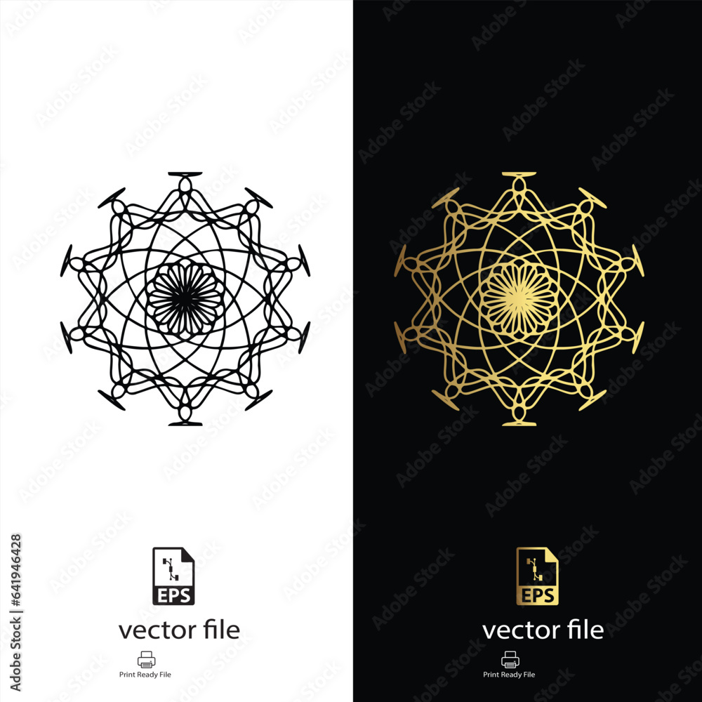 Fototapeta premium golden & black mandala design vector