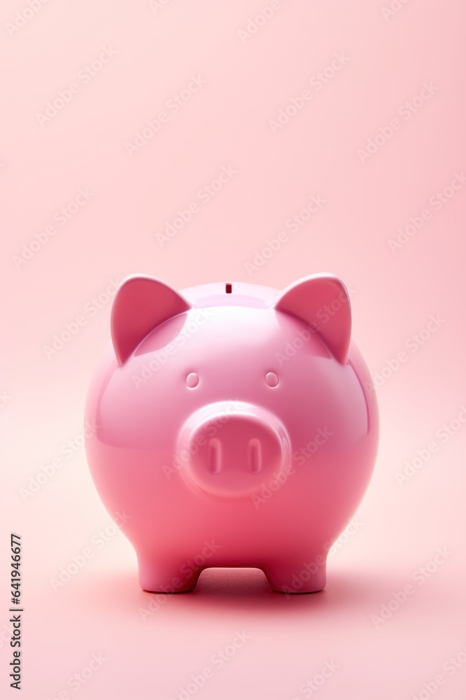 Matte Surface Piggy Bank on Solid Pink Background AI Generated