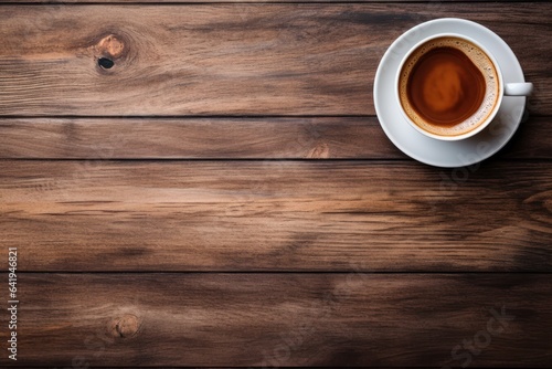Hot Coffee on Rustic Wooden Table AI Generated