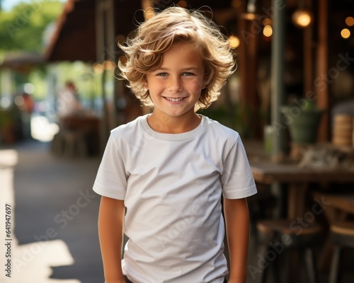Little Boy Model Wearing Blank Empty Bella Canvas AI Generated
