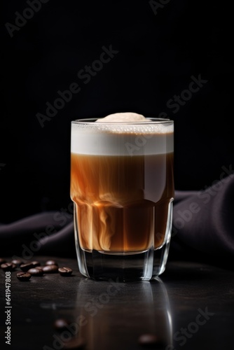 Minimalistic Macchiato in Glass on Table Top AI Generated