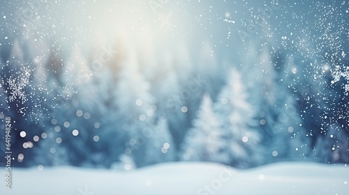Winter background with snowflakes and bokeh effect. Christmas background © ttonaorh