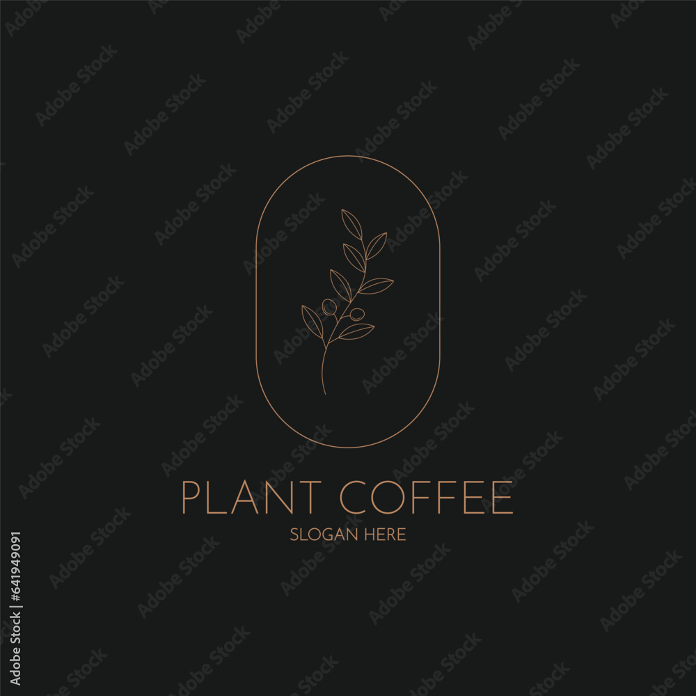 Plant coffee logo design line style, coffee logo label minimalist Plant coffee logo design line style, coffee logo label minimalist