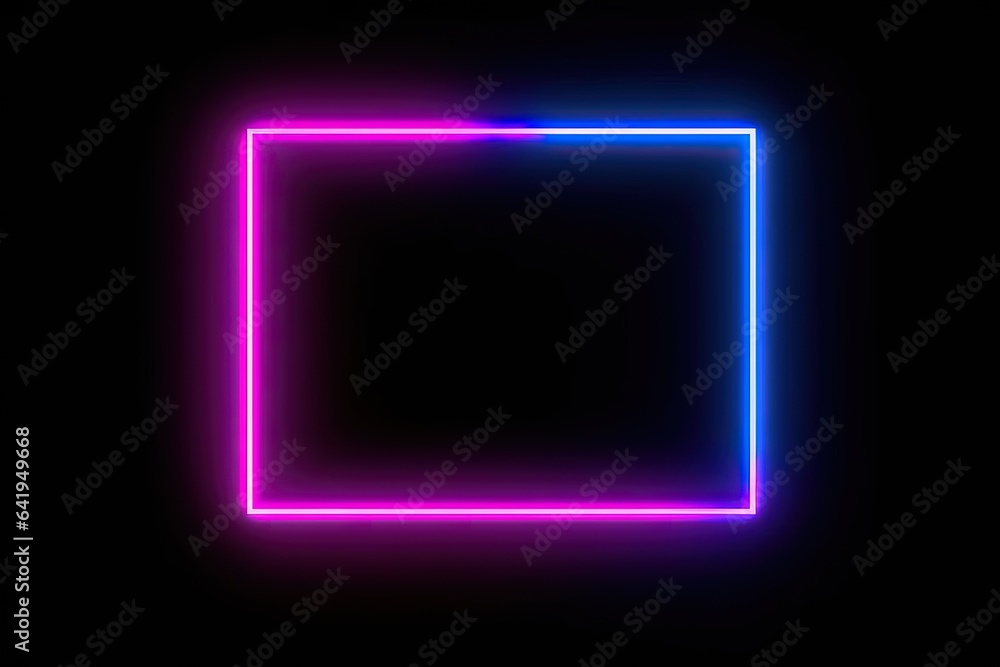 illustration light tone Empty Blue rendering motion 3D frame neon element color background Square pink isolated rectangle overlay black space graphic two picture moveing copy - obrazy, fototapety, plakaty 