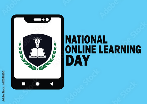 National Online Learning Day. Education concept. Template for background, banner, card, poster with text inscription. Vector illustration