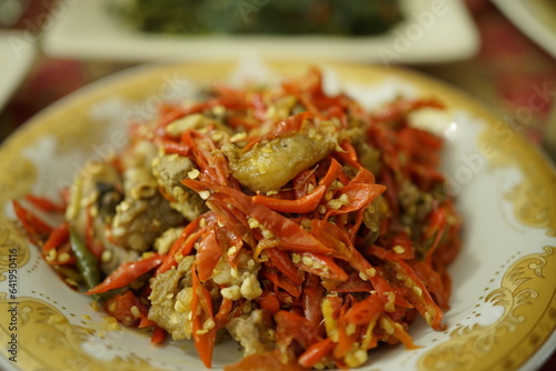 chicken and vegetables with red chili