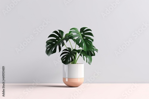 background pot background green rendering isolated leaves white isolated decora Minimal leaf tropical 3d Monstera plant home plant leaf room decor decor houseplant modern white pot monstera minimal