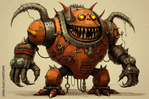 Steampunk cartoon monster