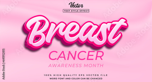 vector breats cancer awareness day editable text effect