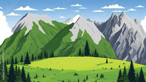 Mountainous background with a blank landscape of a nature park in the daytime