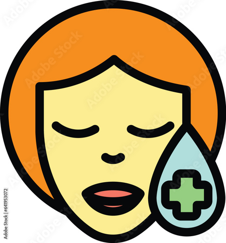 Face skin medical help icon outline vector. Health disease. Acne scar color flat