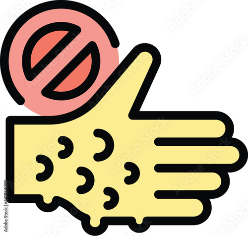 Skin hand problem icon outline vector. Health doctor. Care acne color flat