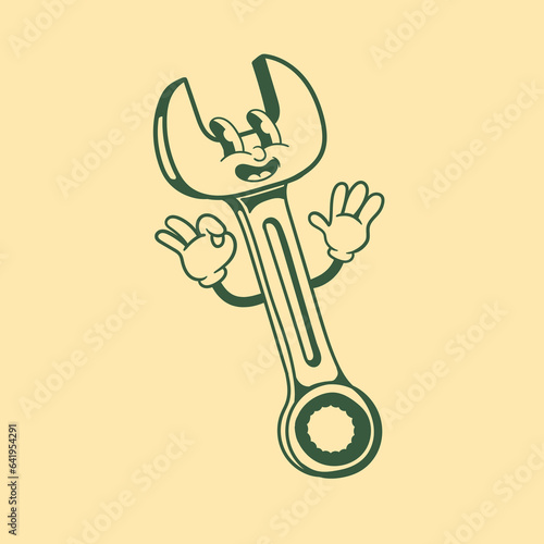 Vintage character design of spanner tool