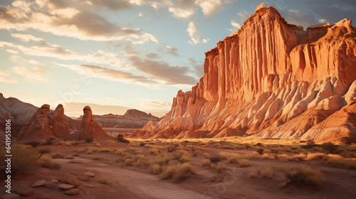 Dramatic rock formations at sunset