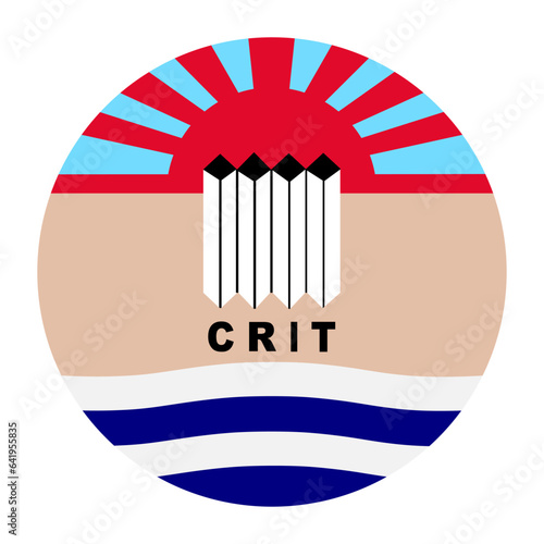 Circle badge Indian flag Colorado River Indian Tribes vector illustration isolated on background. Symbol of native people in America. Button Colorado River roundel emblem banner. Reservation in USA. 