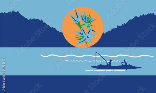 Indian flag Kalispel Indian Community vector illustration isolated on background. Symbol of native people in America. Tribe Kalispel clan emblem banner. Native Americans community from Washington.