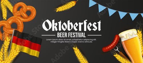Oktoberfest horizontal banner vector template