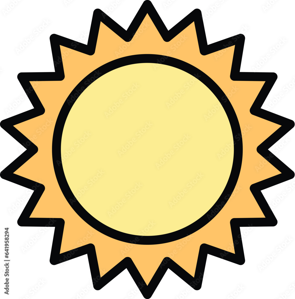 Desert sun icon outline vector. Saudi arabian. Sand landscape color flat Desert sun icon outline vector. Saudi arabian. Sand landscape color flat