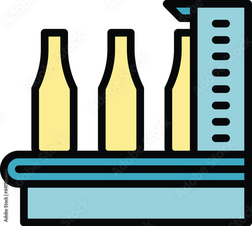 Bottle line production icon outline vector. Class factory. Window pvc color flat