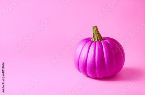 Fotografering Pink pumpkin on a pale pink background. Barbie style.