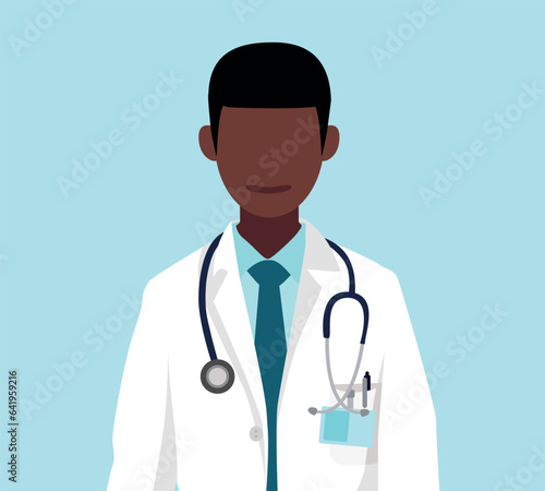 A doctor looks at us directly, he wears a stethoscope around his neck.