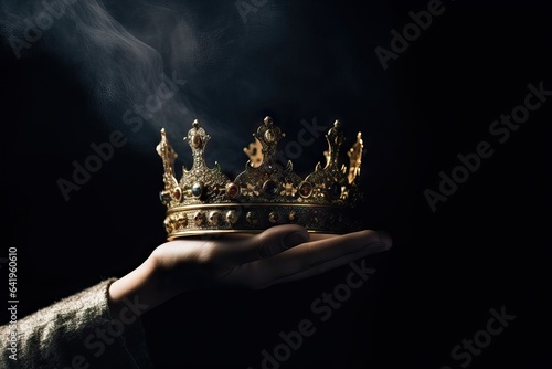 gold ceremony holding hold concept hand gothic game woman's gold female crown period mysteriousand background background magical crown Medieval inspiration black inspir hand image coronation honour