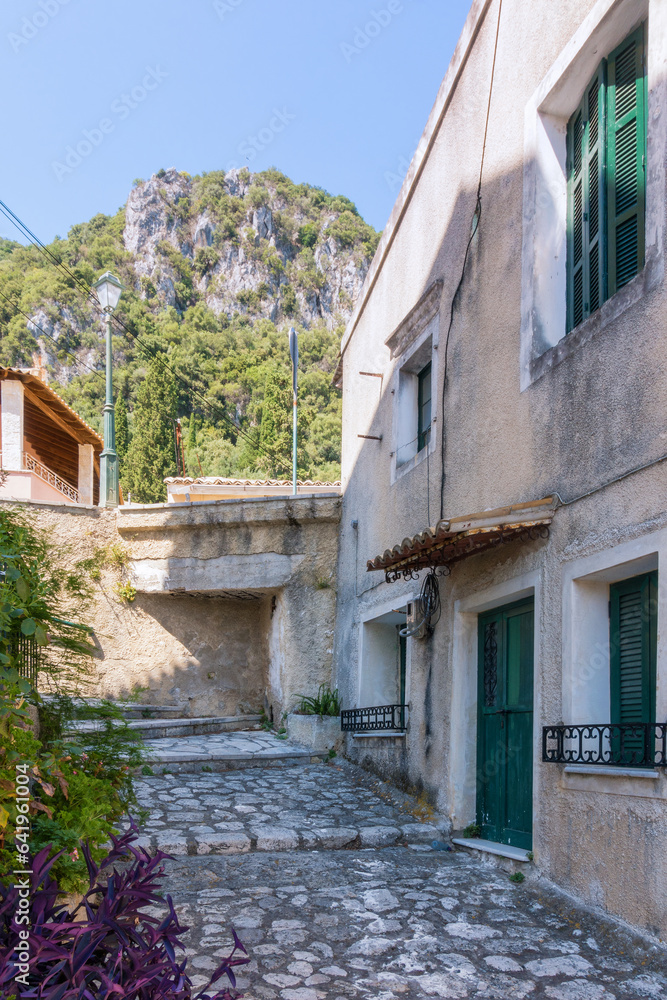 Architecture in Ano Korakiana village in Corfu, Greece