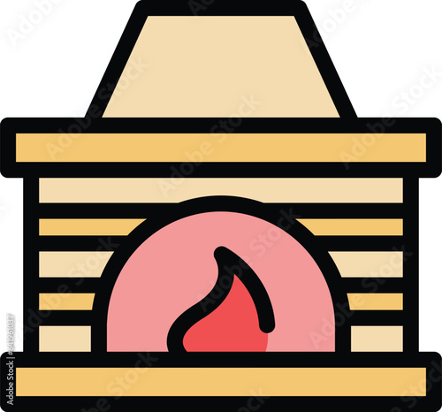 Industry furnace icon outline vector. Gas burning. Brick wood color flat