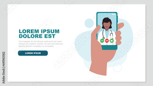 A doctor looks at us directly, she wears a stethoscope around her neck on a smartphone screen