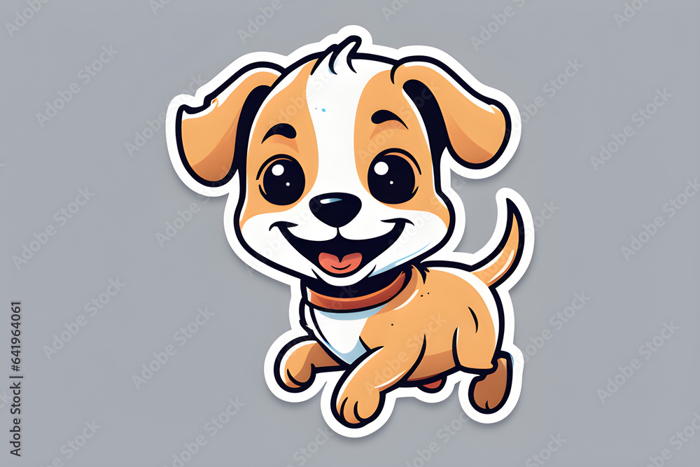 Fototapeta premium A picture of a baby puppy running happily with a smile. Generative AI