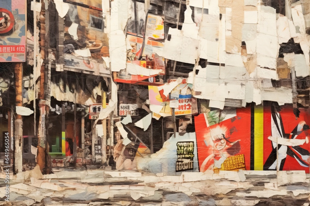Fototapeta premium weathered street paper advertisement ripped grunge billboard worn backgrounds poster abstract background old area advertising urban torn vintage texture graphic wall wal torn posters sticker poster