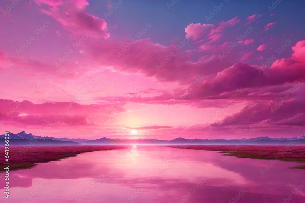 Pink Sky Background, Pink Sky Wallpaper, Fantasy Sky Background, Colorful Sky Background, Dreamy Sky Background, AI Generative