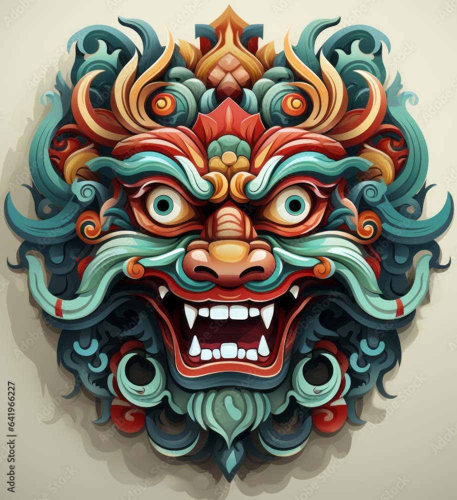 Spooky barong leak mask isolated on plain background
