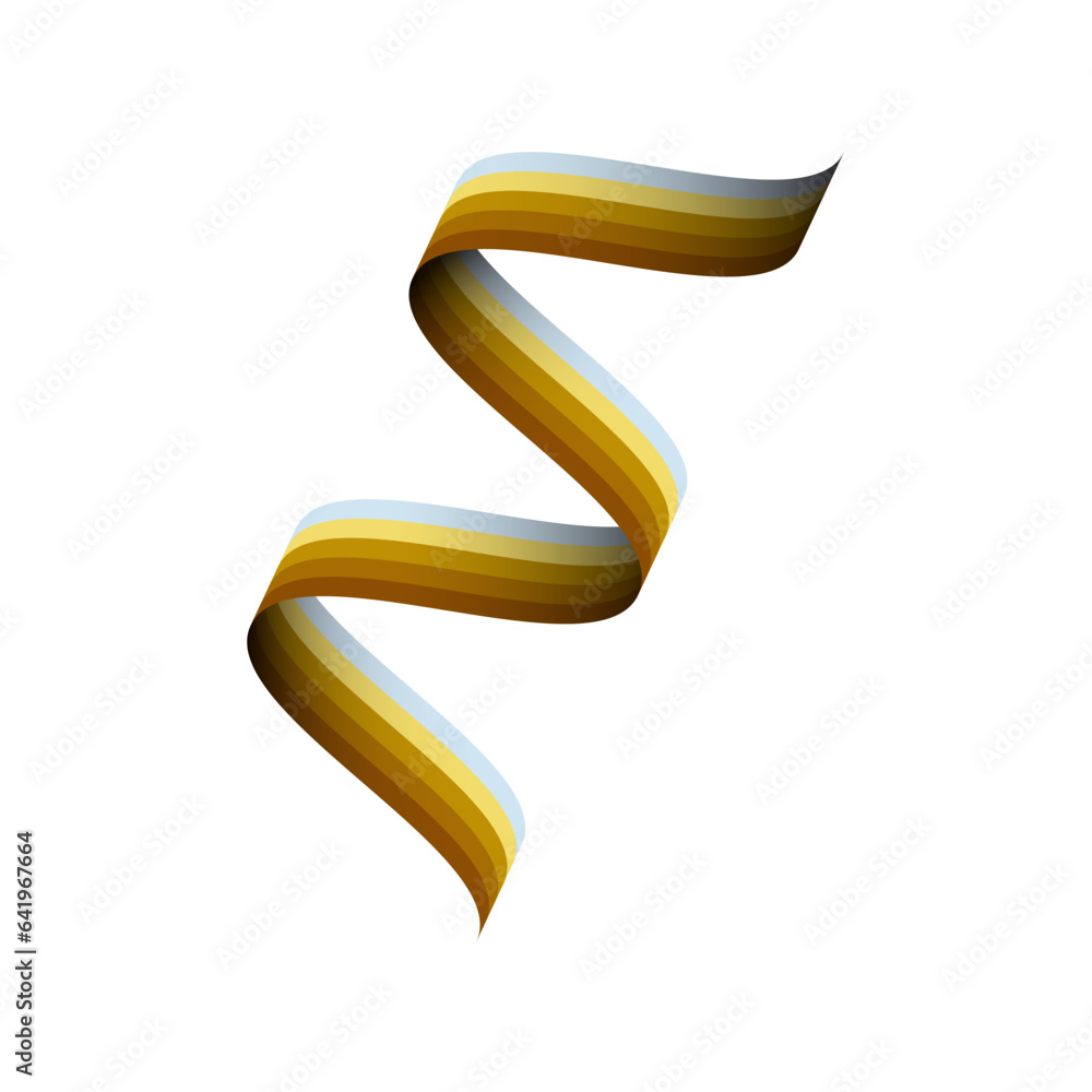 yellow twisted ribbon on a white background yellow twisted ribbon on a white background