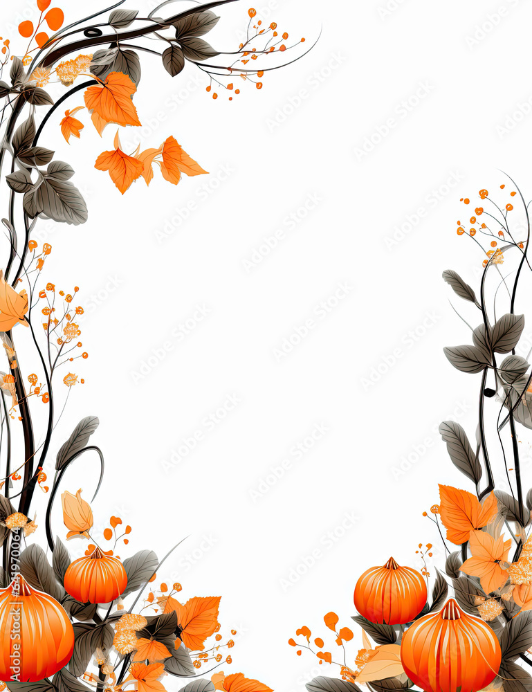 orange and black halloween border frame on plain white background Stock ...