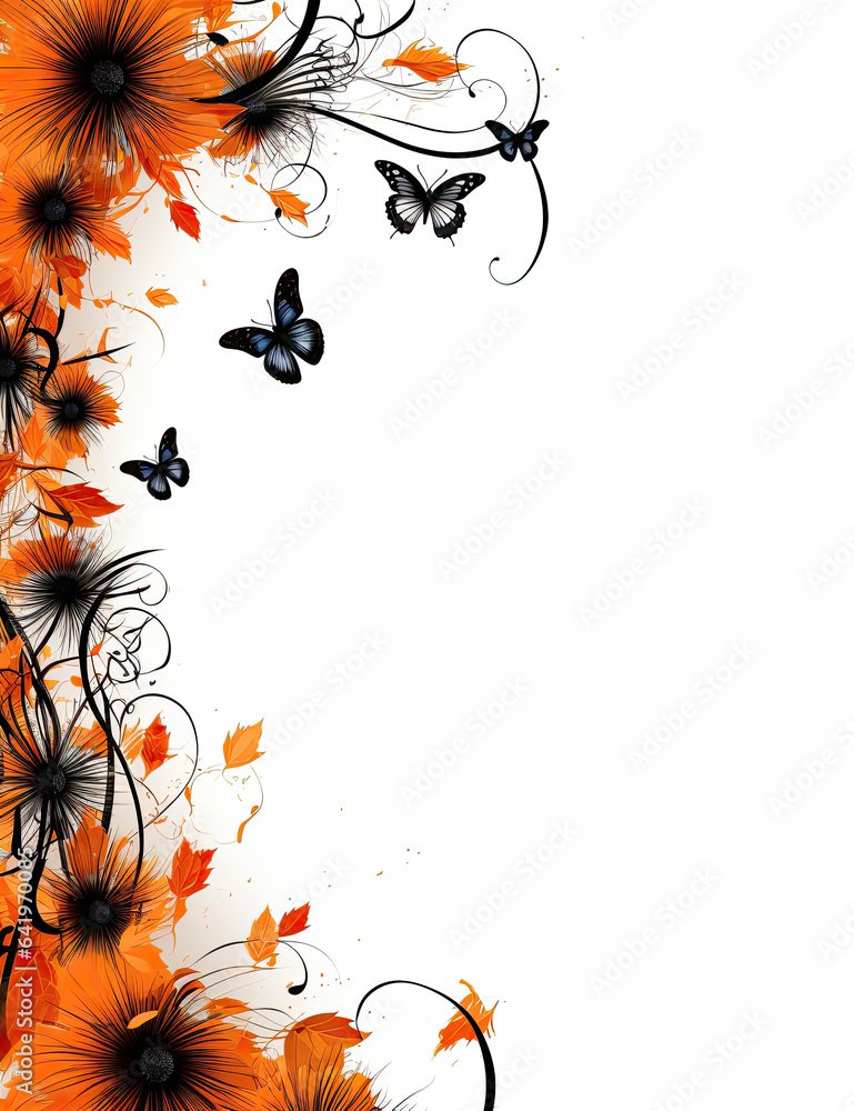 orange and black halloween border frame on plain white background Stock ...