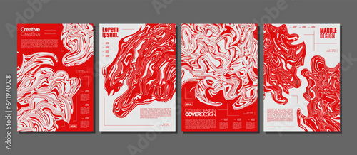 Red painting marble stroke abstract cover design